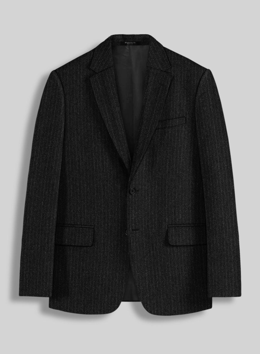 Light Weight Charcoal Stripe Tweed Jacket - StudioSuits