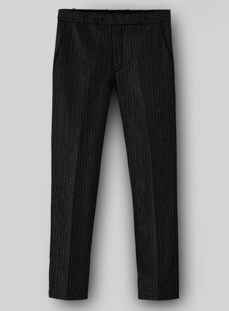 Light Weight Charcoal Stripe Tweed Pants - StudioSuits