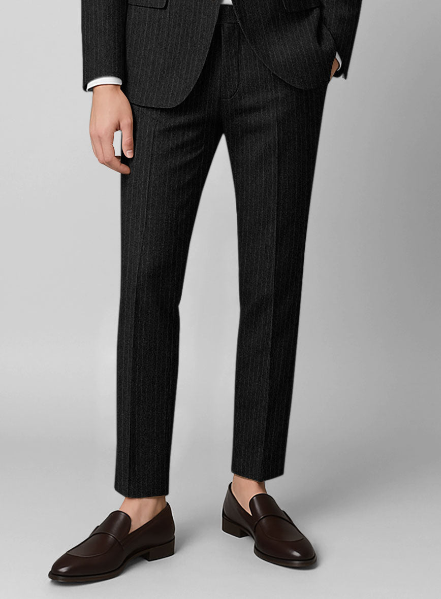 Light Weight Charcoal Stripe Tweed Pants - StudioSuits