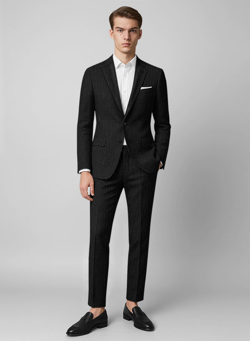 Light Weight Charcoal Stripe Tweed Suit - StudioSuits