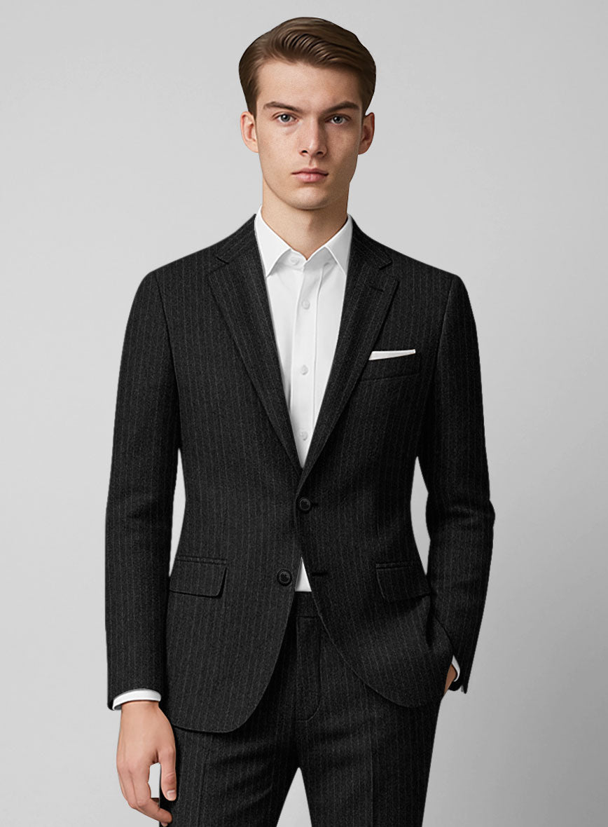Light Weight Charcoal Stripe Tweed Suit - StudioSuits