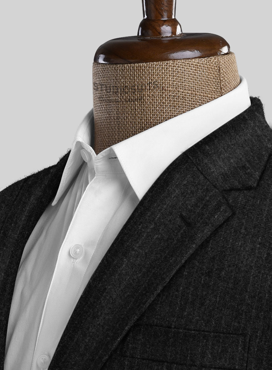 Light Weight Charcoal Stripe Tweed Suit - StudioSuits