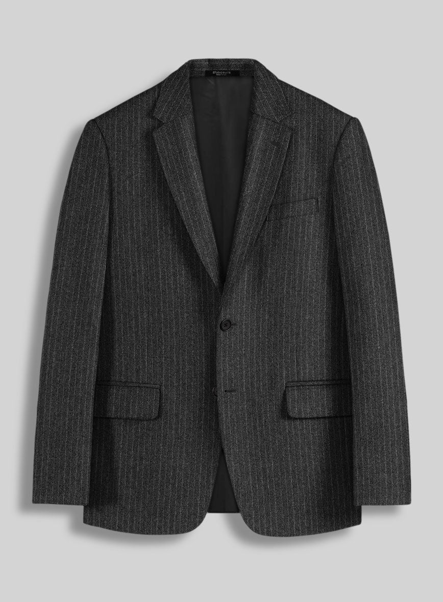 Light Weight Dark Gray Stripe Tweed Jacket - StudioSuits