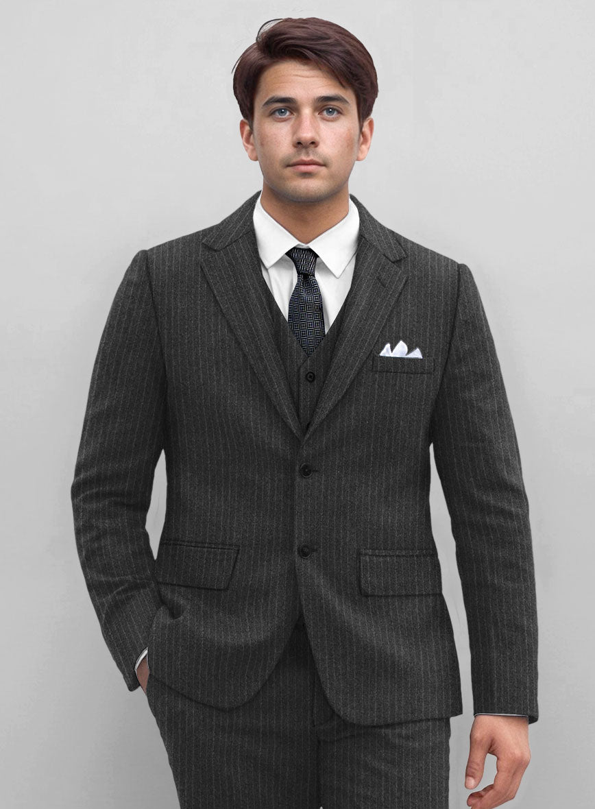 Light Weight Dark Gray Stripe Tweed Jacket - StudioSuits