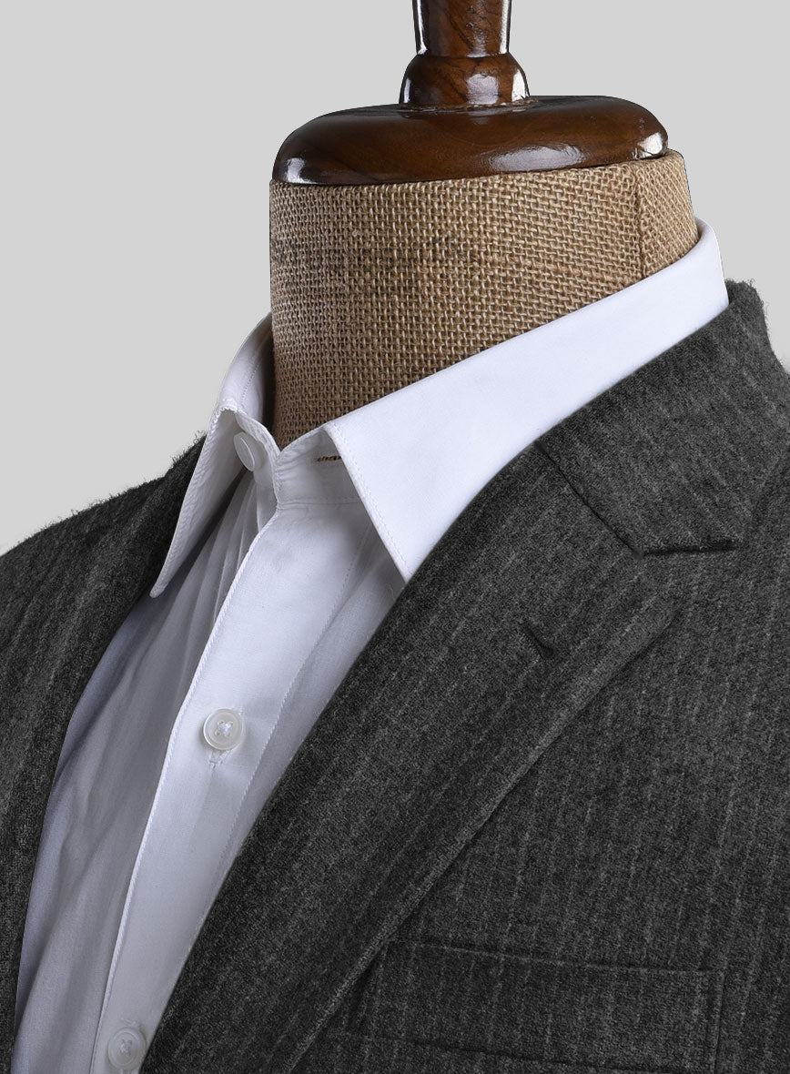 Light Weight Dark Gray Stripe Tweed Jacket - StudioSuits