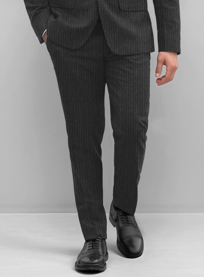 Light Weight Dark Gray Stripe Tweed Pants - StudioSuits