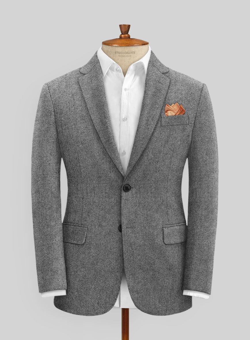 Light Weight Dark Gray Tweed Jacket - StudioSuits