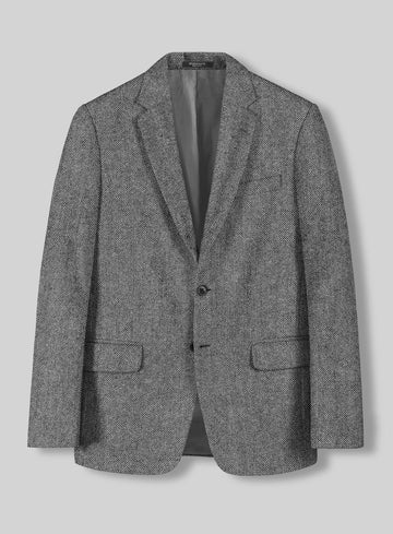 Light Weight Dark Gray Tweed Jacket - StudioSuits