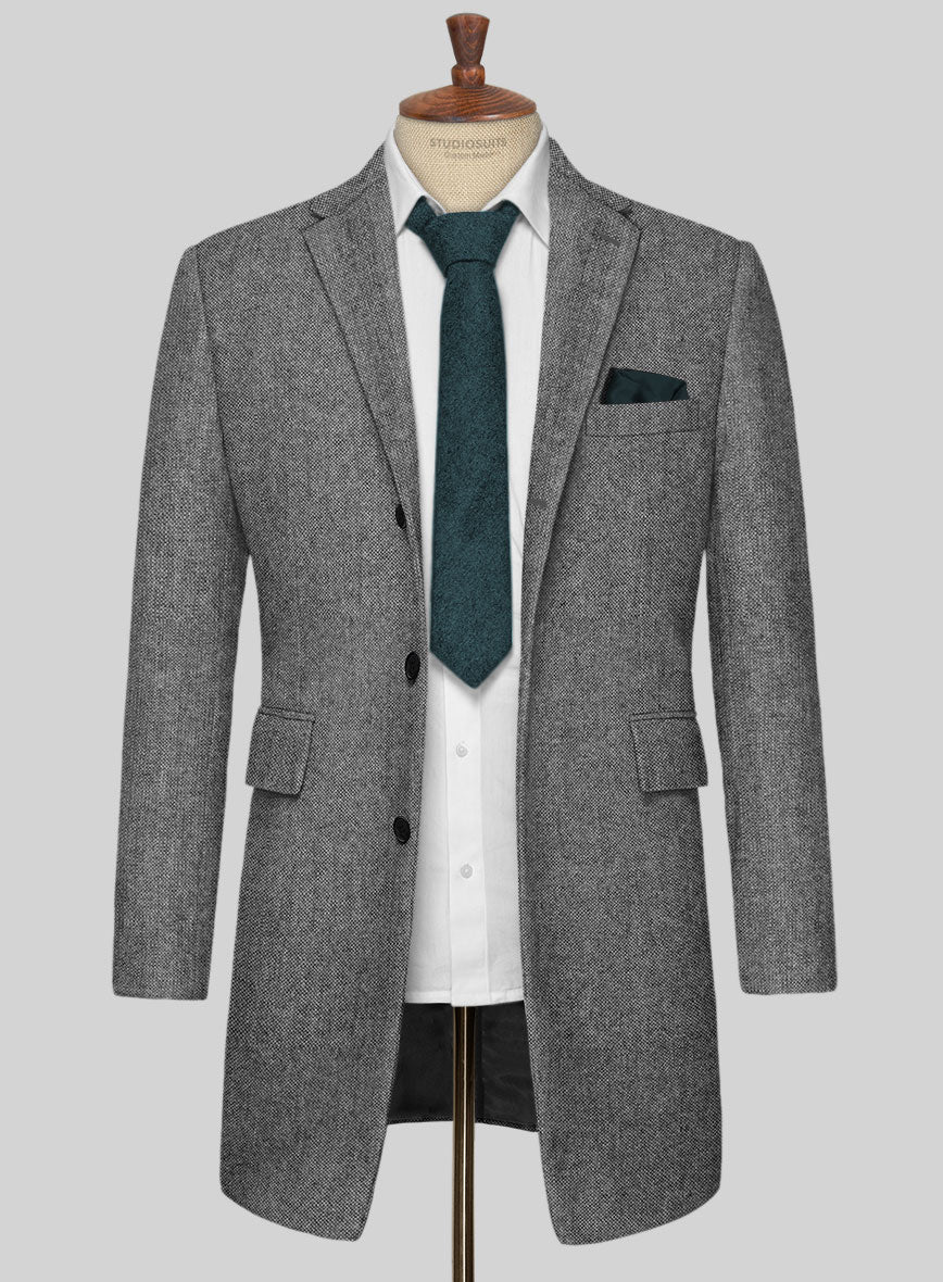 Light Weight Dark Gray Tweed Overcoat - StudioSuits