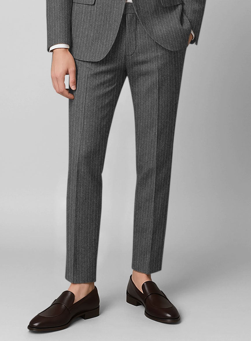 Light Weight Gray Stripe Tweed Pants - StudioSuits