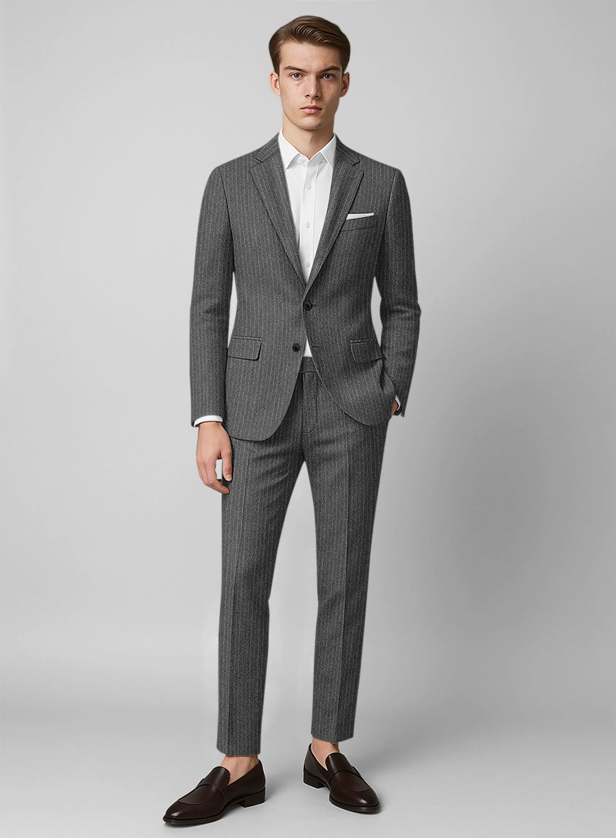 Light Weight Gray Stripe Tweed Suit - StudioSuits