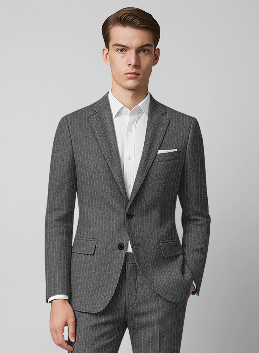 Light Weight Gray Stripe Tweed Suit - StudioSuits