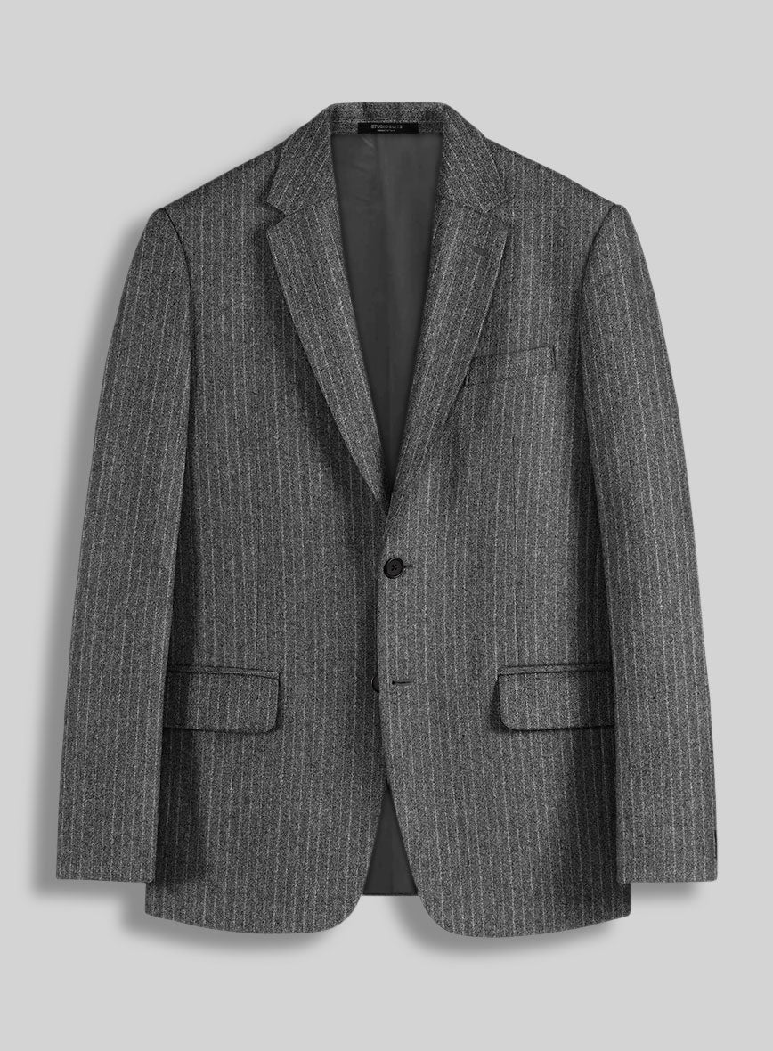 Light Weight Gray Stripe Tweed Suit - StudioSuits
