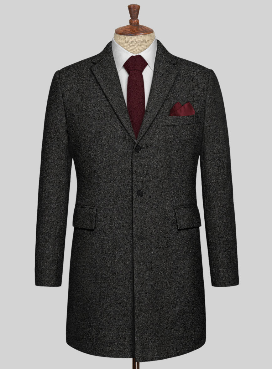Light Weight Hamburg Charcoal Tweed Overcoat - StudioSuits
