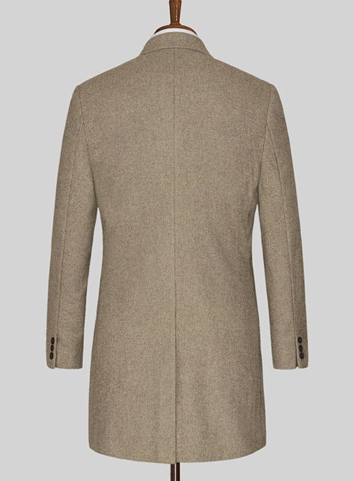 Light Weight Light Brown Tweed Overcoat - StudioSuits
