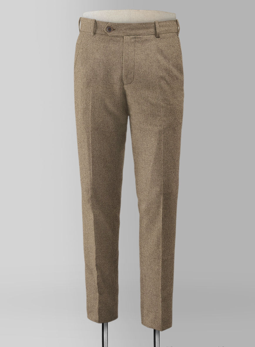 Light Weight Light Brown Tweed Pants - StudioSuits