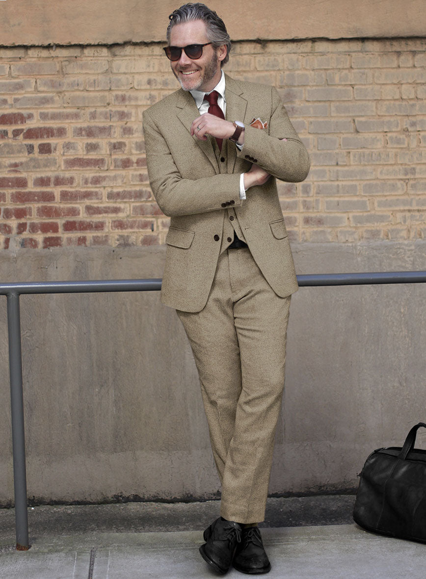 Light Weight Light Brown Tweed Suit - StudioSuits