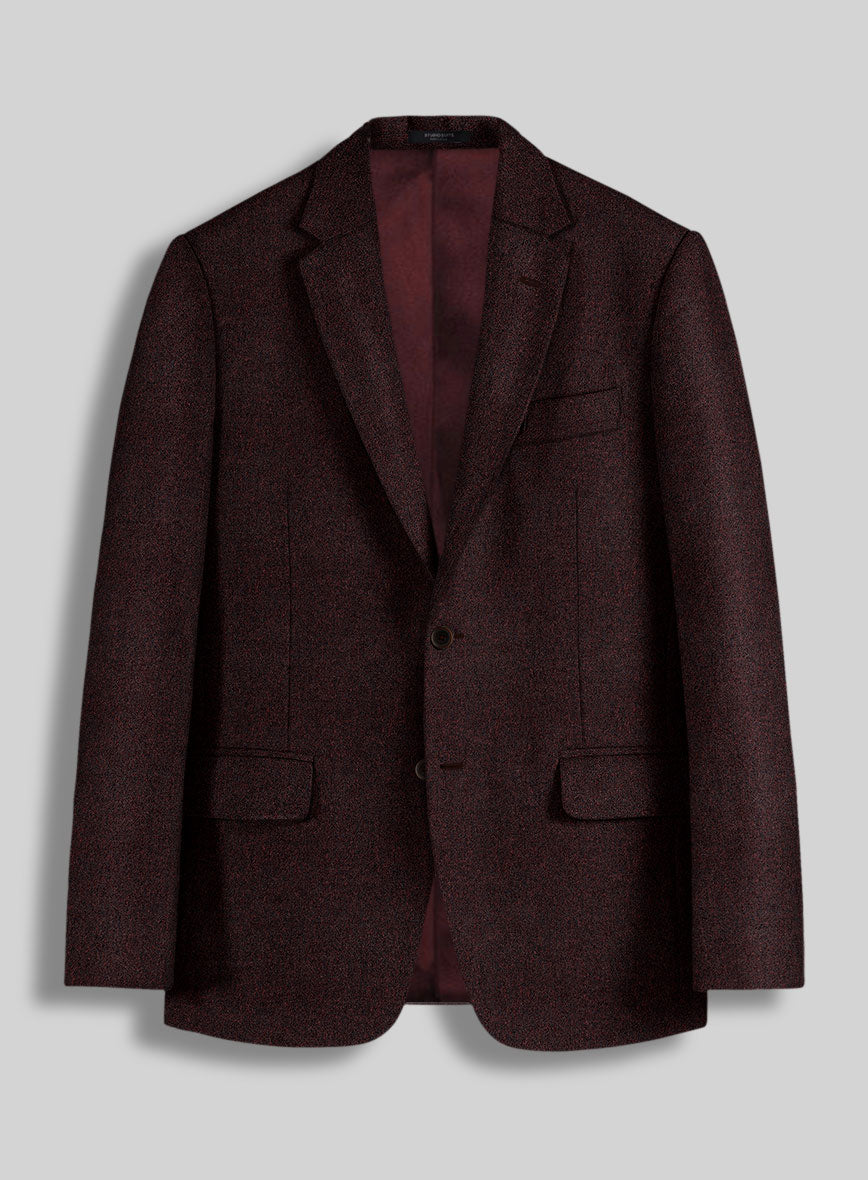 Light Weight Melange Wine Tweed Jacket - StudioSuits
