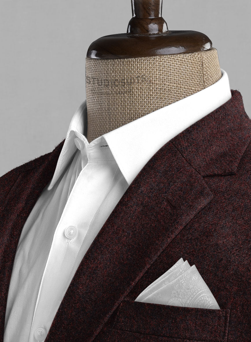 Light Weight Melange Wine Tweed Jacket - StudioSuits