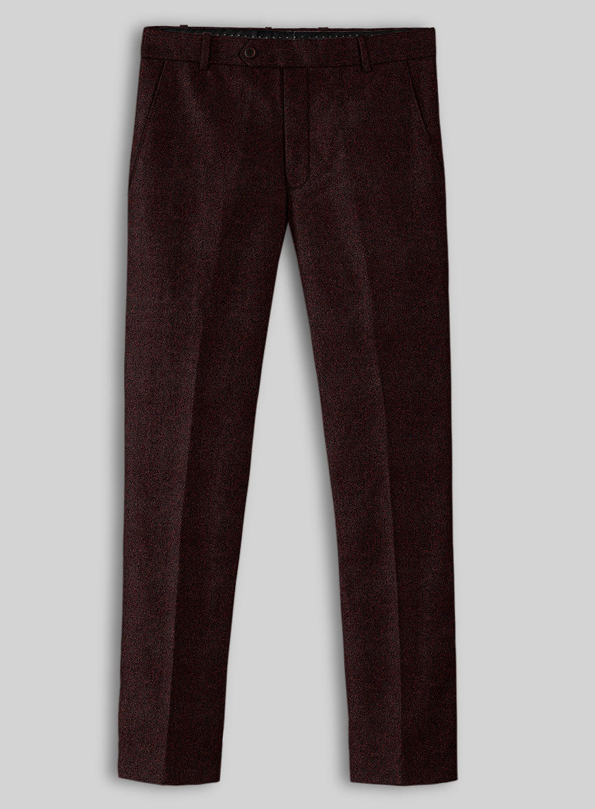 Light Weight Melange Wine Tweed Pants - StudioSuits