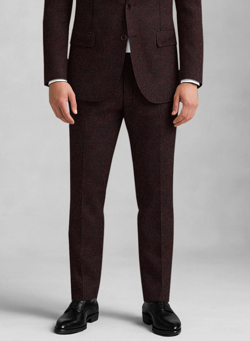 Light Weight Melange Wine Tweed Suit - StudioSuits