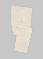 Light Beige Feather Cotton Canvas Stretch Pants - StudioSuits