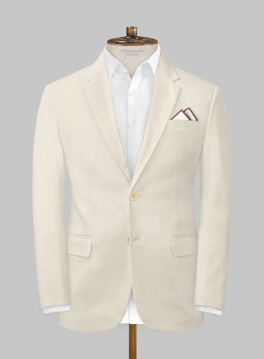 Light Beige Feather Cotton Canvas Stretch Suit - StudioSuits