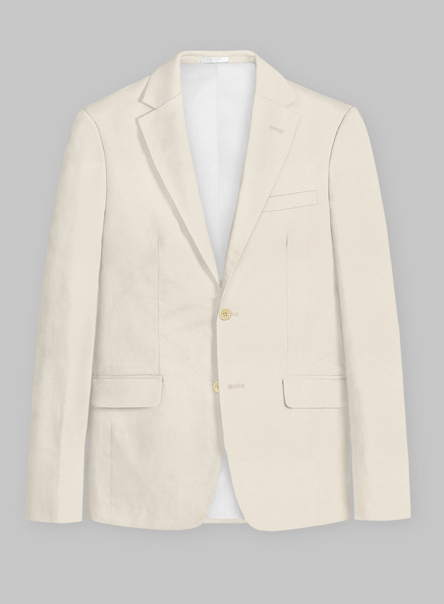 Light Beige Feather Cotton Canvas Stretch Suit - StudioSuits