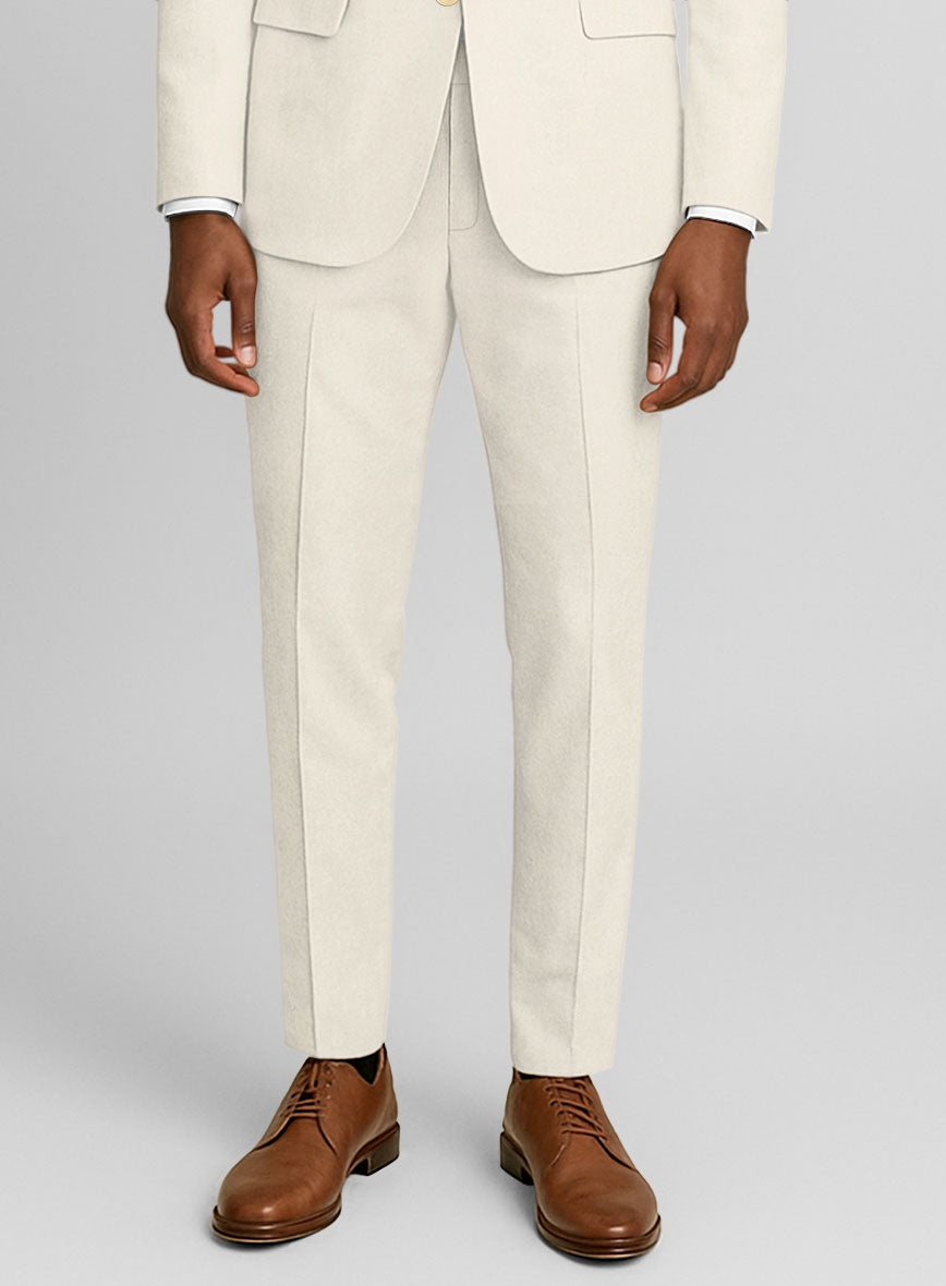 Light Beige Feather Cotton Canvas Stretch Suit - StudioSuits