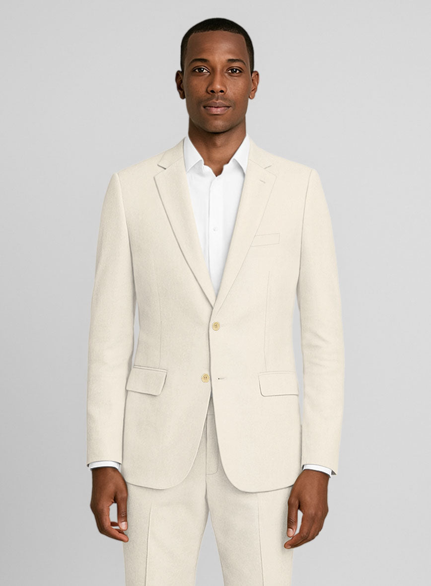 Light Beige Feather Cotton Canvas Stretch Suit - StudioSuits