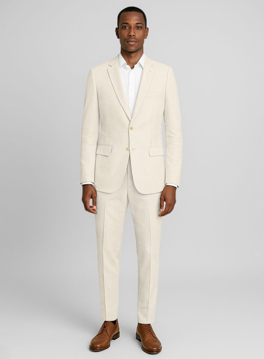 Light Beige Feather Cotton Canvas Stretch Suit - StudioSuits