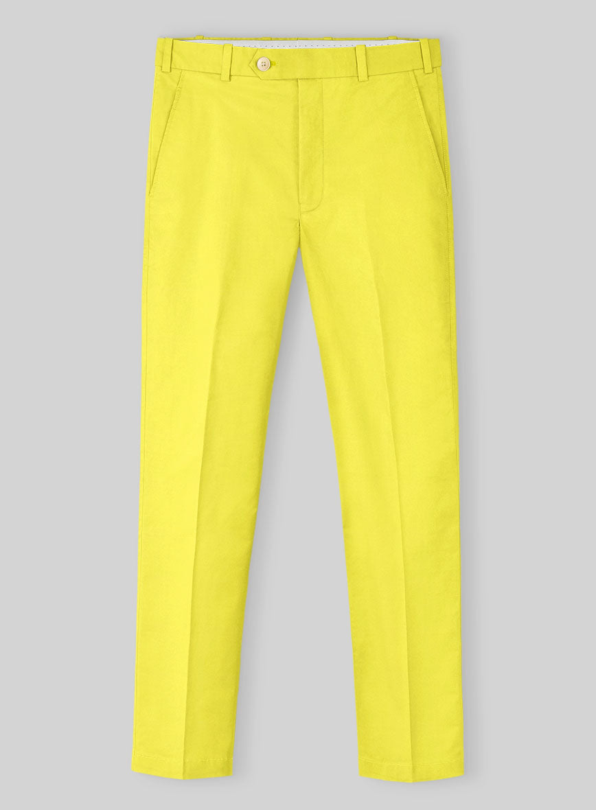 Lime Yellow Napoli Stretch Light Weight Cotton Pants - StudioSuits