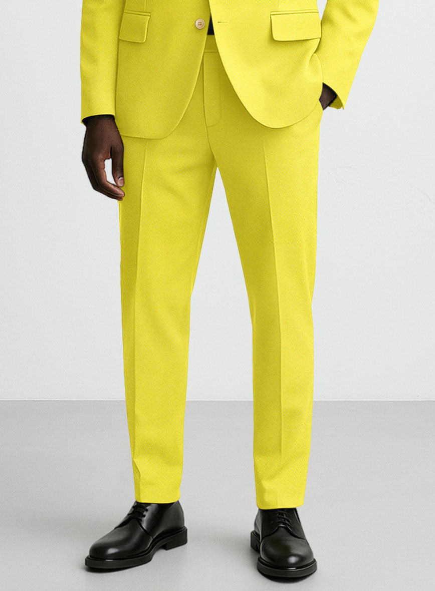 Lime Yellow Napoli Stretch Light Weight Cotton Pants - StudioSuits