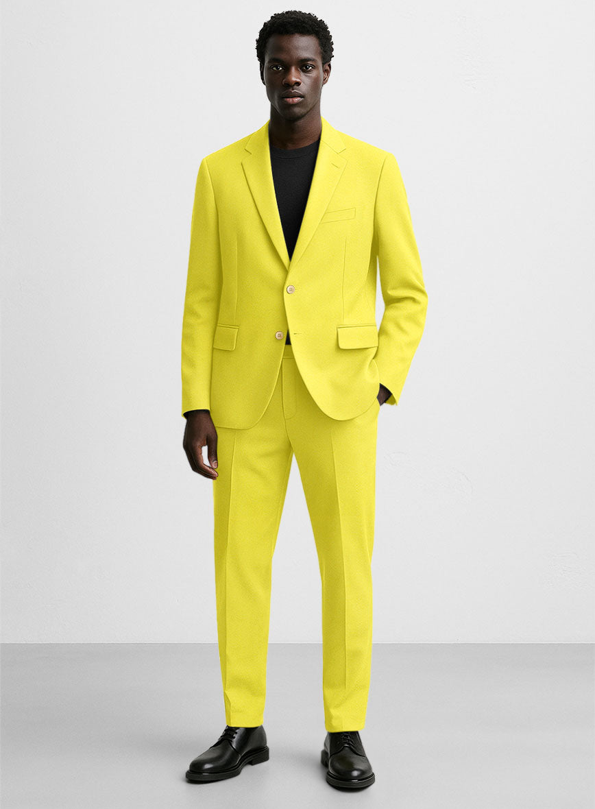 Lime Yellow Napoli Stretch Light Weight Cotton Suit - StudioSuits