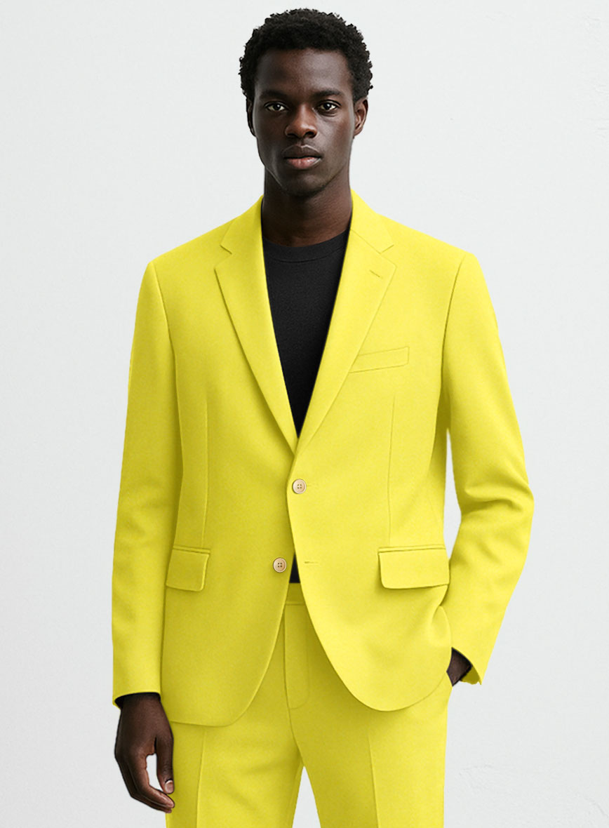 Lime Yellow Napoli Stretch Light Weight Cotton Suit - StudioSuits