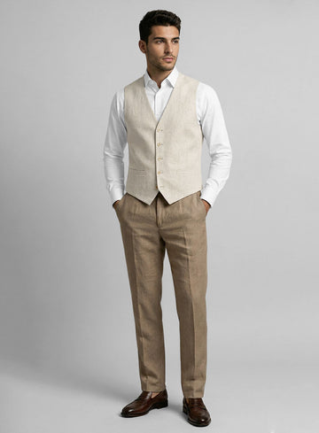 Linen Waist Coat - StudioSuits