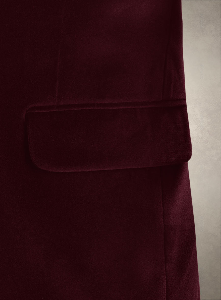 Lion Embroidery Wine Velvet Blazer