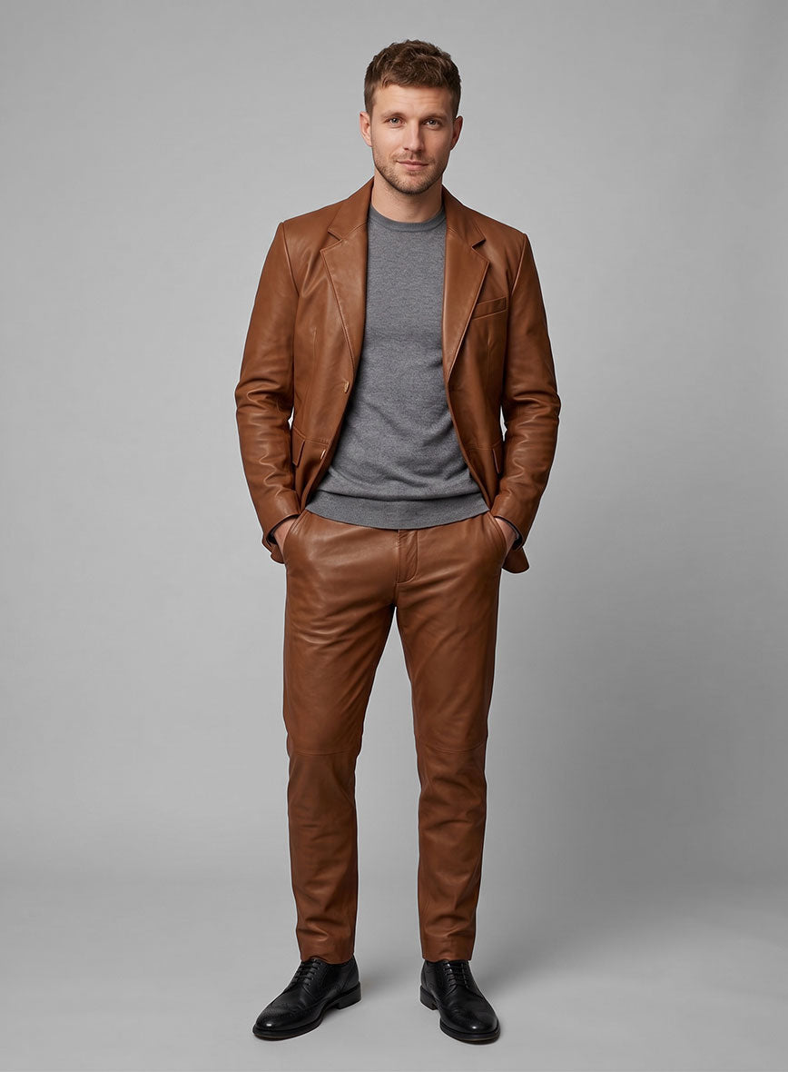 Log Cabin Brown Leather Suit - StudioSuits