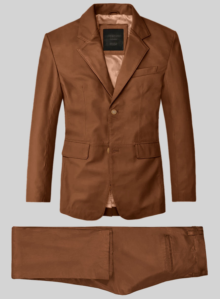 Log Cabin Brown Leather Suit - StudioSuits