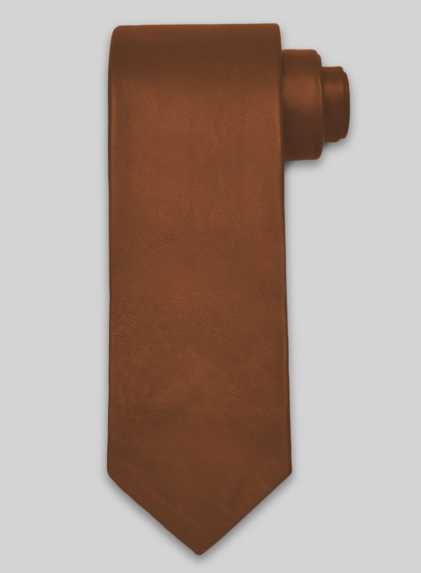 Log Cabin Brown Leather Tie - StudioSuits