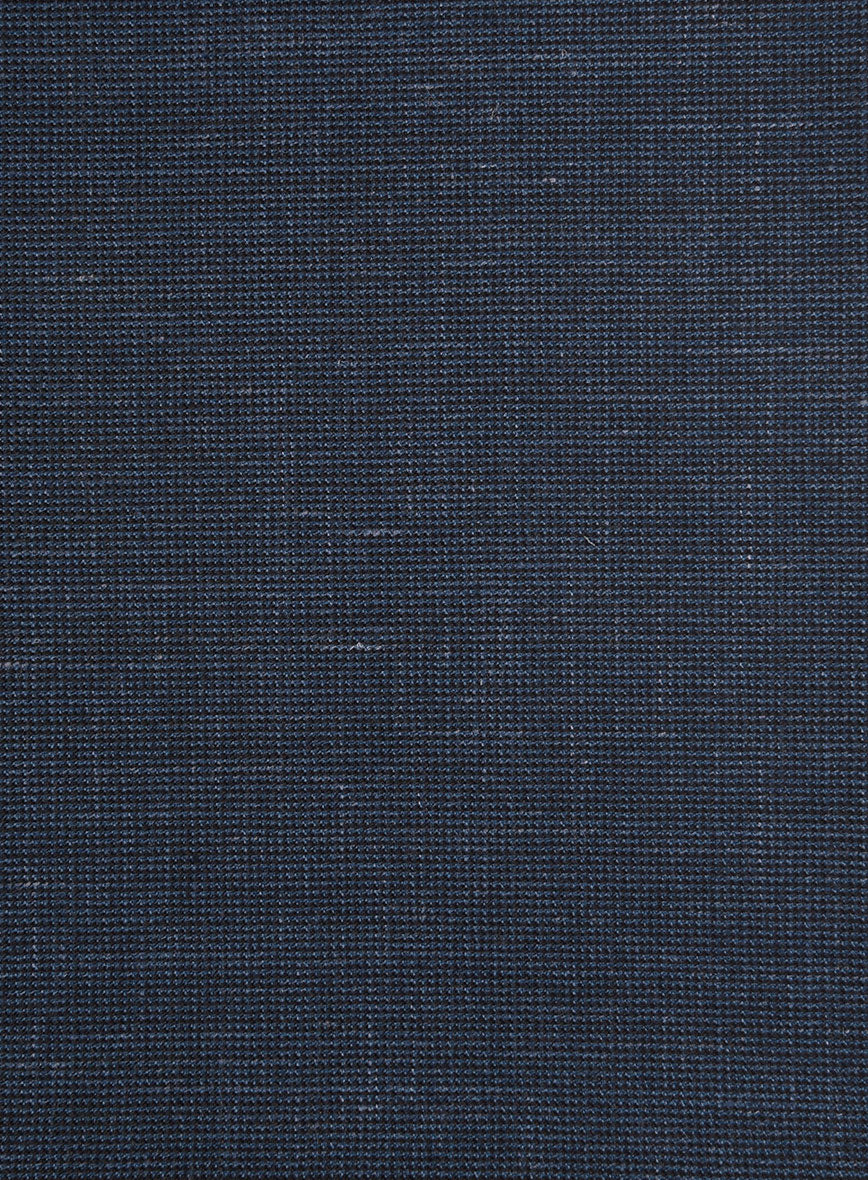 London Loom Dark Blue Nailhead Wool Silk Linen Jacket - StudioSuits