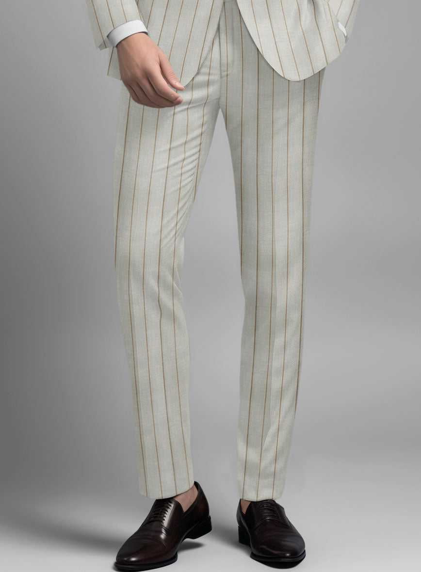London Loom Stone Fawn Wool Silk Linen Suit - StudioSuits