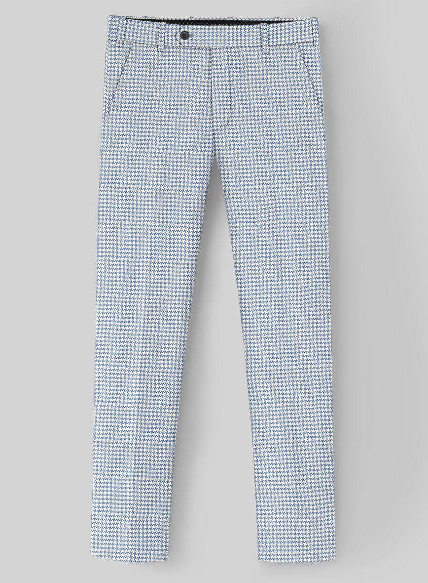 London Loom Azure Houndstooth Wool Silk Linen Pants - StudioSuits