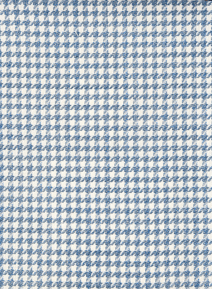 London Loom Azure Houndstooth Wool Silk Linen Pants - StudioSuits