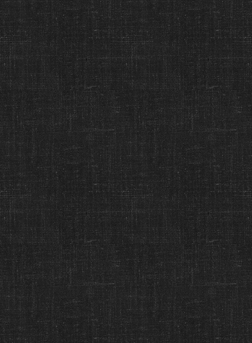 London Loom Black Twill Wool Silk Linen Jacket - StudioSuits