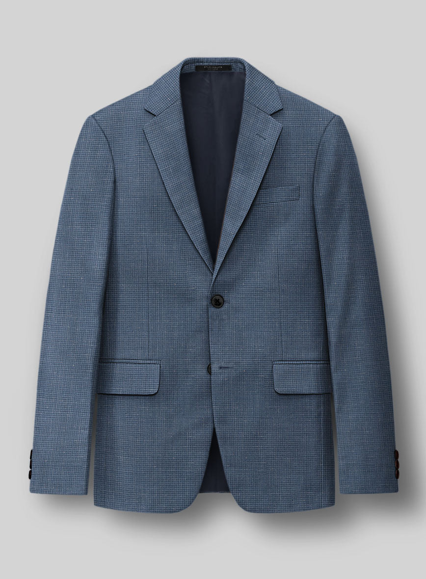 London Loom Blue Abelardo Wool Silk Linen Jacket - StudioSuits