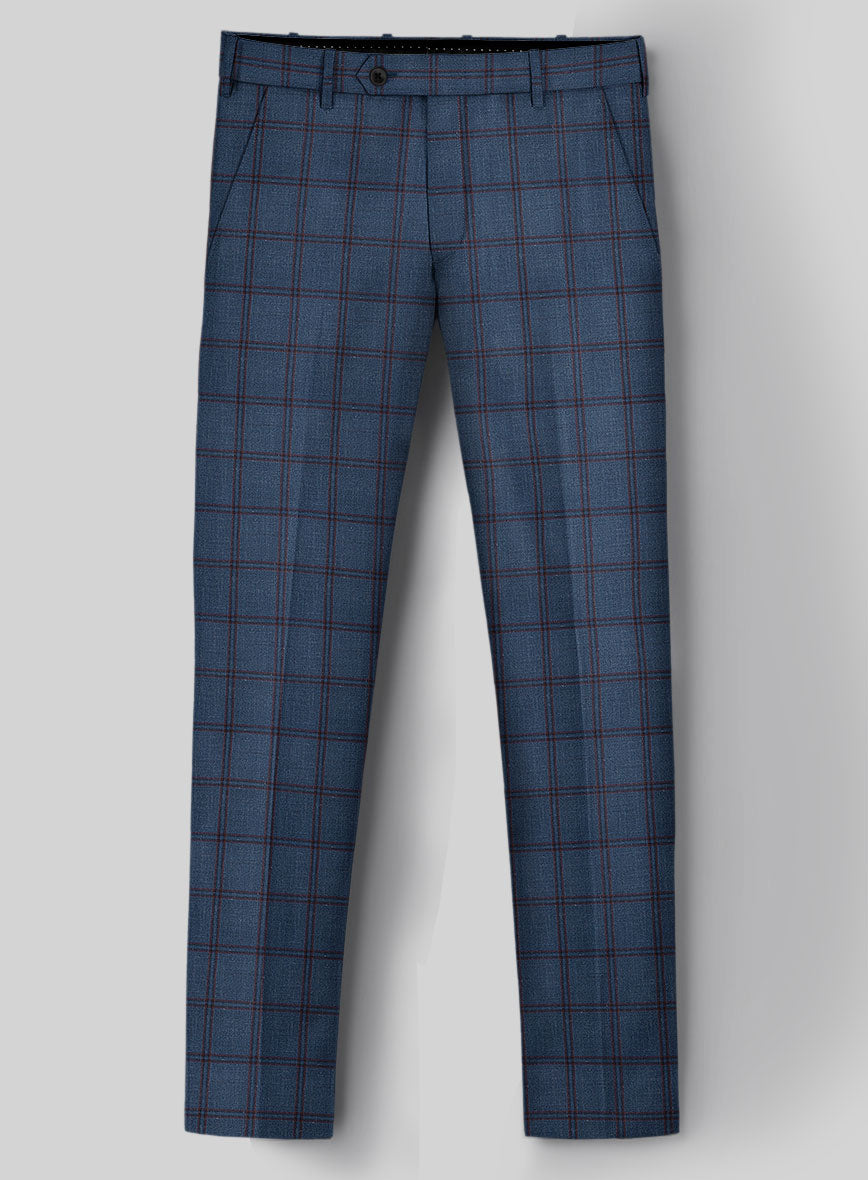 London Loom Blue Check Wool Silk Linen Suit - StudioSuits