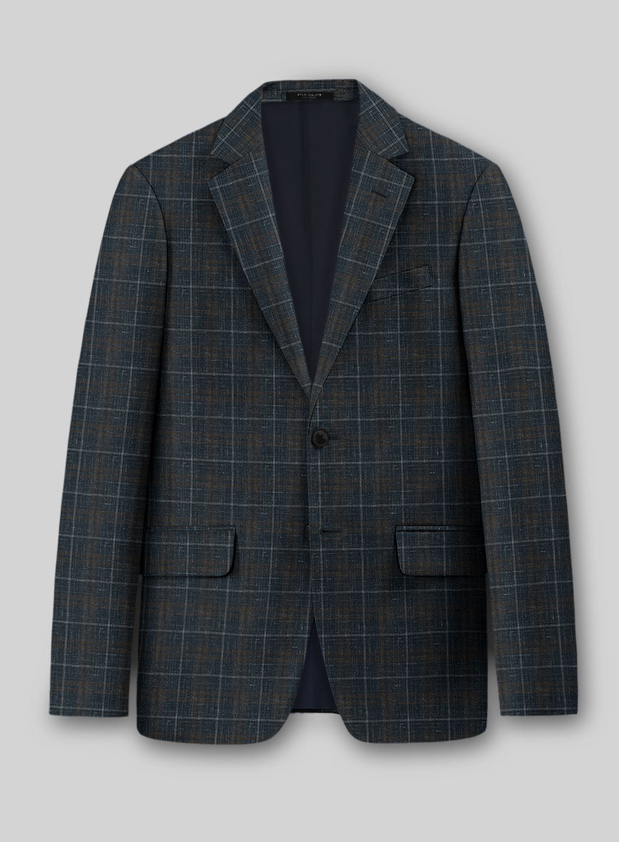 London Loom Blue Check Zervin Wool Jacket - StudioSuits