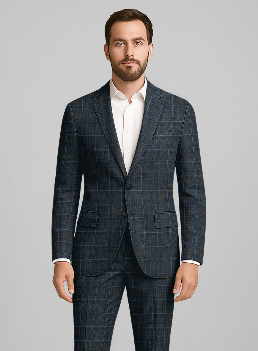 London Loom Blue Check Zervin Wool Jacket - StudioSuits