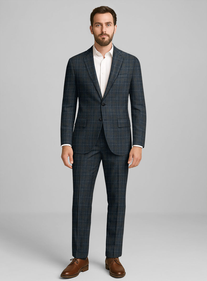 London Loom Blue Check Zervin Wool Suit - StudioSuits